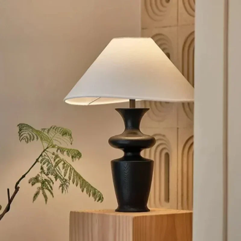 lampes de table modernes en bois et tissu pour décoration intérieure - Image 2