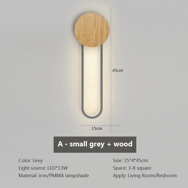 Applique murale LED en bois nordique moderne fer 60CM longue bande gris blanc salon décor appliques chambre étude luminaires pour la maison Lustre - Image 10