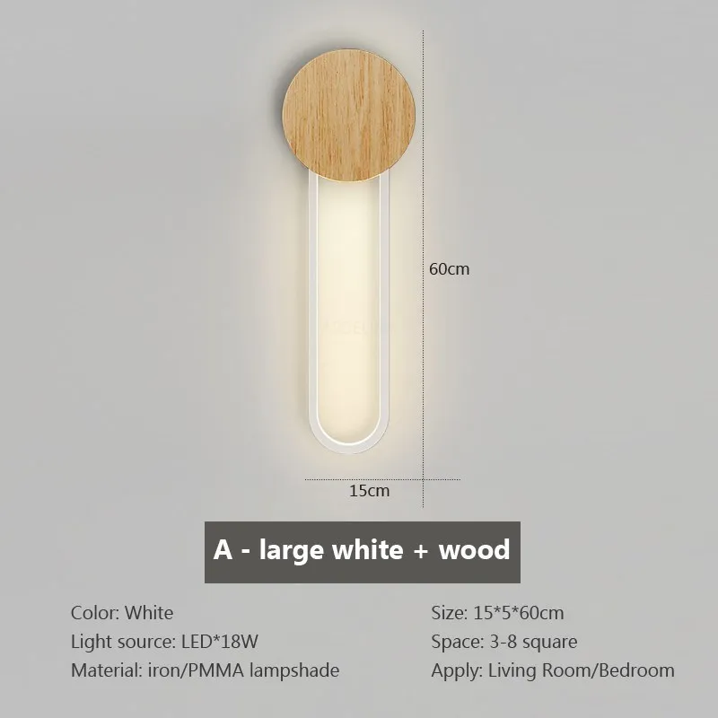 Applique murale LED en bois nordique moderne fer 60CM longue bande gris blanc salon décor appliques chambre étude luminaires pour la maison Lustre - Image 11