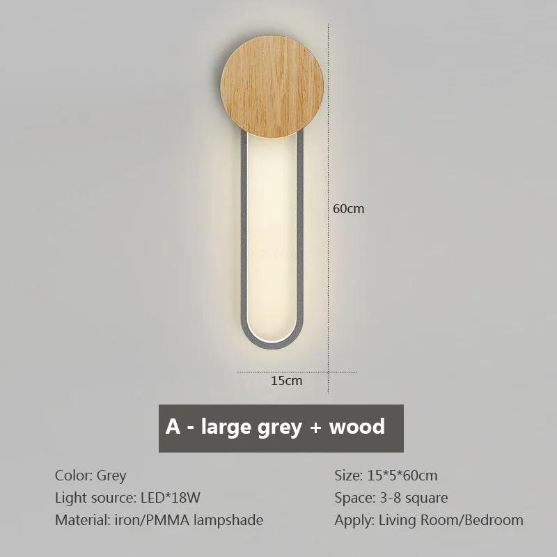 Applique murale LED en bois nordique moderne fer 60CM longue bande gris blanc salon décor appliques chambre étude luminaires pour la maison Lustre - Image 12