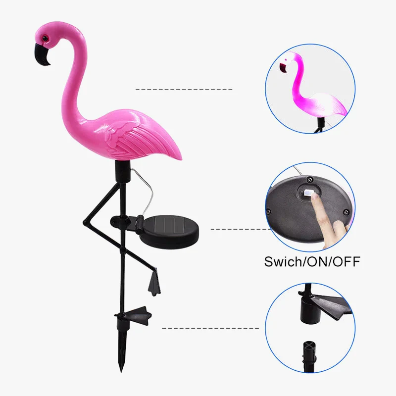 lampes solaires décoratives flamant rose pour extérieur et jardin - Image 5