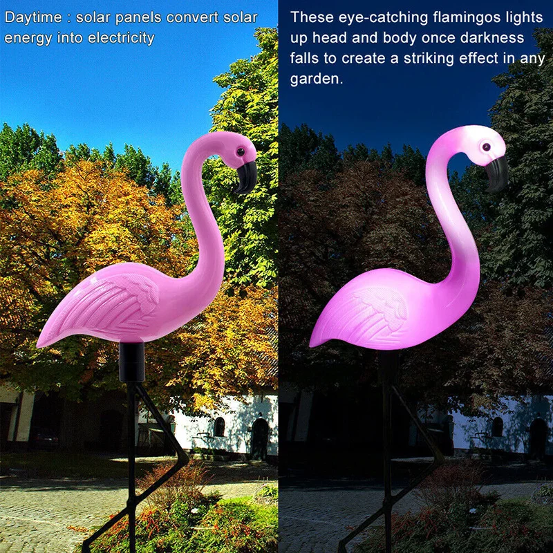 lampes solaires décoratives flamant rose pour extérieur et jardin - Image 8