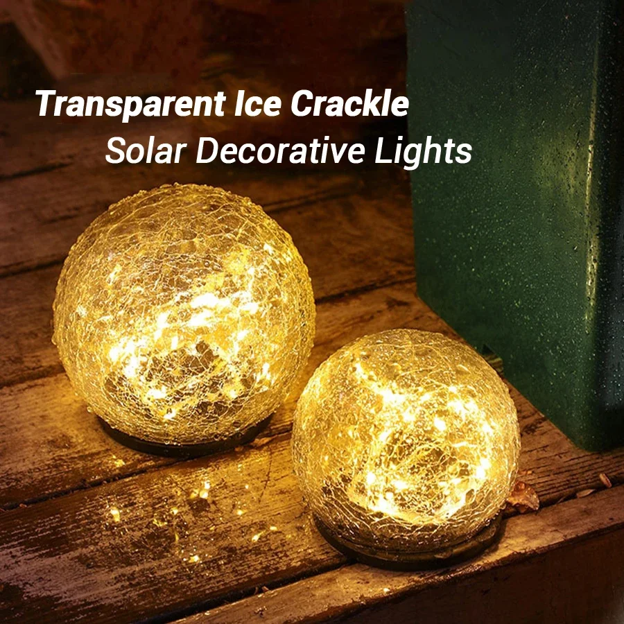 lampes solaires en verre craquelé pour jardin décoratif extérieur - Image 2