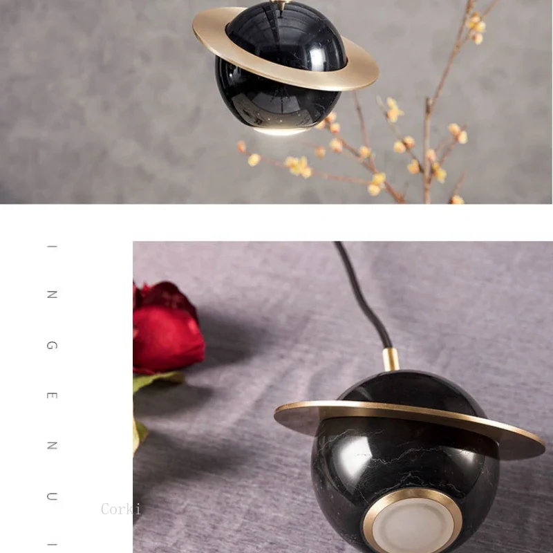 suspension led en marbre au design moderne idéales pour bar ou restaurant - Image 5