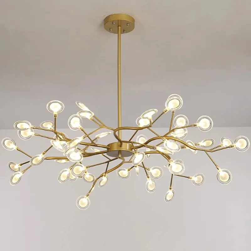 Suspension LED modernes or noir branche d'arbre lustres décor de chambre chambre à manger salon Lustre lampe décoration de la maison