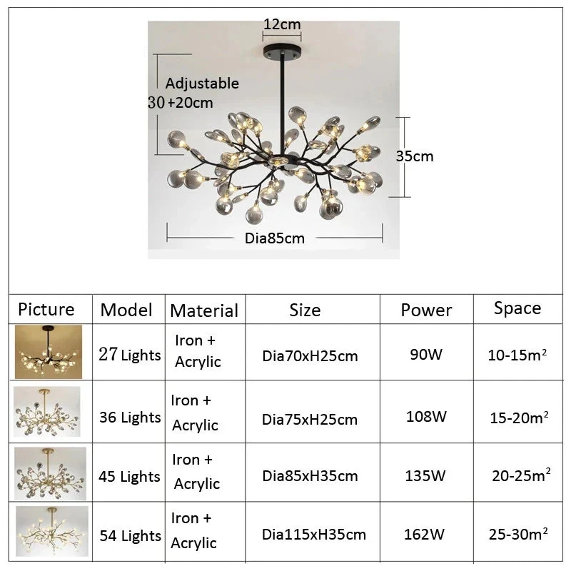 Suspension LED modernes or noir branche d'arbre lustres décor de chambre chambre à manger salon Lustre lampe décoration de la maison - Image 6