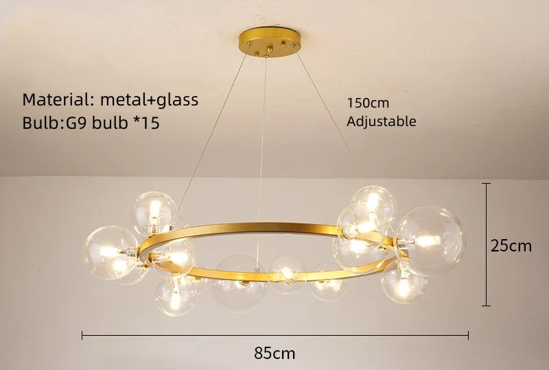 lampes suspendues nordiques en verre et métal réglables - Image 15