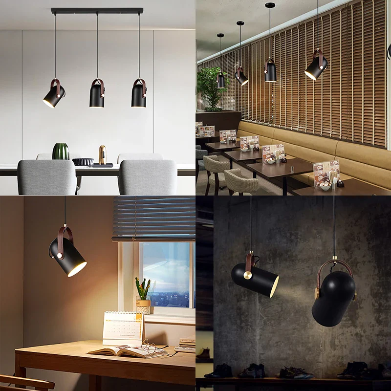 Suspension rotatives projecteurs modernes lampes suspendues en métal décor à la maison chambre salon salle à manger éclairage intérieur peinture en bois - Image 3