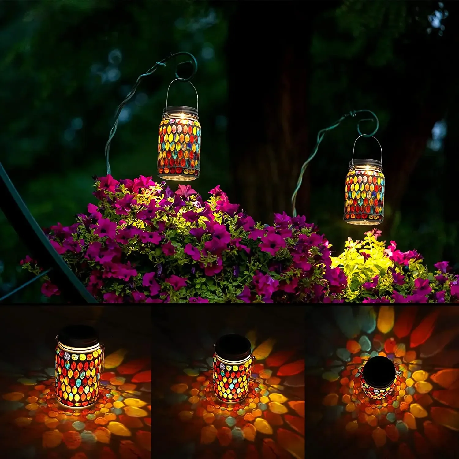 lanterne solaire décorative pour jardin en mosaïque - Image 2