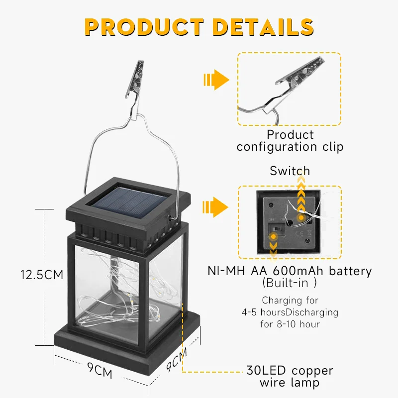lanterne solaire portable étanche pour jardin camping et festivals - Image 4