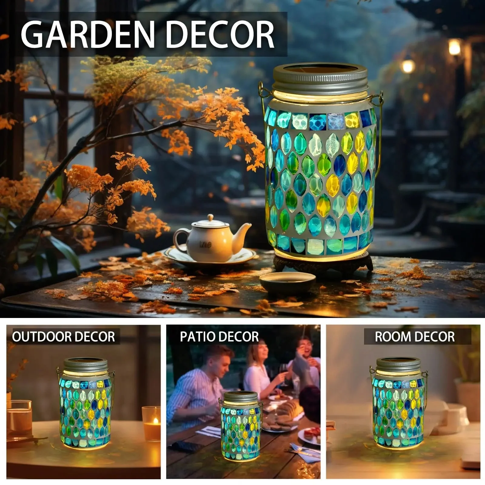 lanternes solaires en mosaïque pour jardin et terrasse - Image 5
