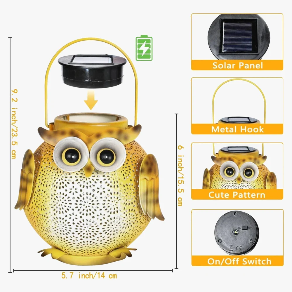 lanternes solaires hibou décoratives pour jardin extérieur - Image 3