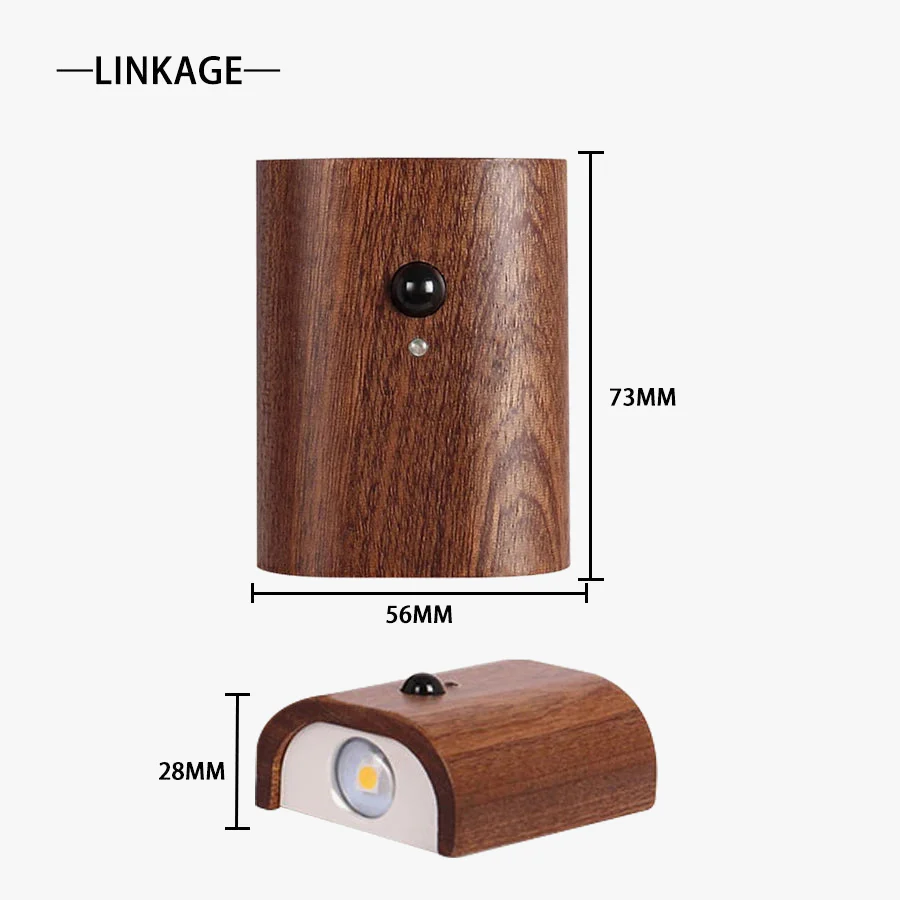 LED capteur de mouvement en bois Induction veilleuses sans fil USB Rechargeable applique murale chambre cuisine couloir escaliers éclairage - Image 8