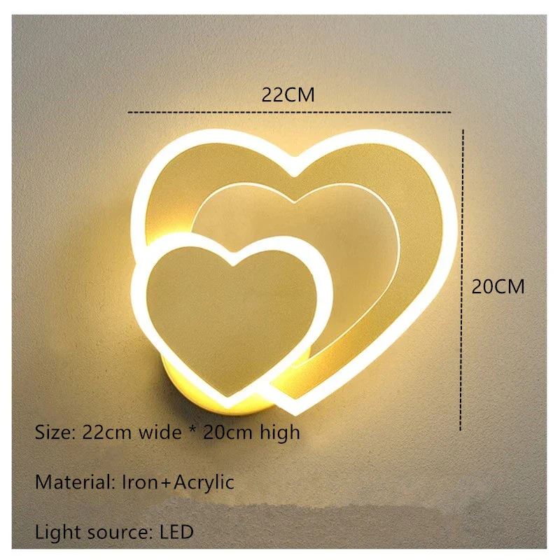 LED heart-shaped wall lamp, simple Nordic love wall lamp, creative bedroom, living room, corridor, background wall, bedside lamp - Image 10