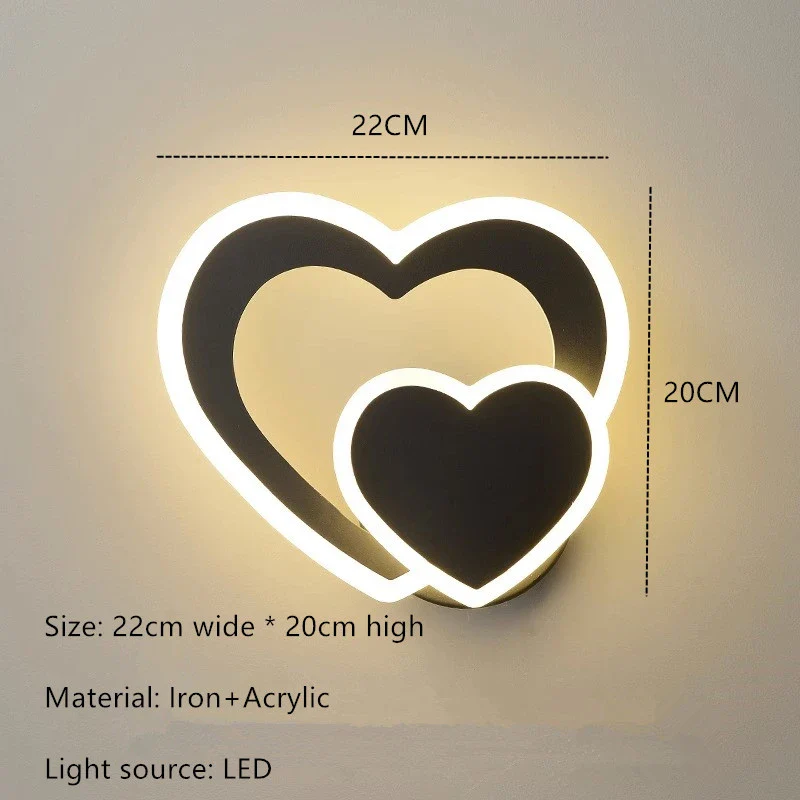 LED heart-shaped wall lamp, simple Nordic love wall lamp, creative bedroom, living room, corridor, background wall, bedside lamp - Image 11
