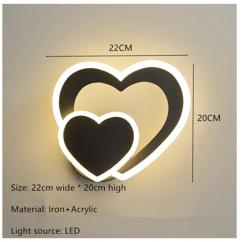 LED heart-shaped wall lamp, simple Nordic love wall lamp, creative bedroom, living room, corridor, background wall, bedside lamp - Image 12