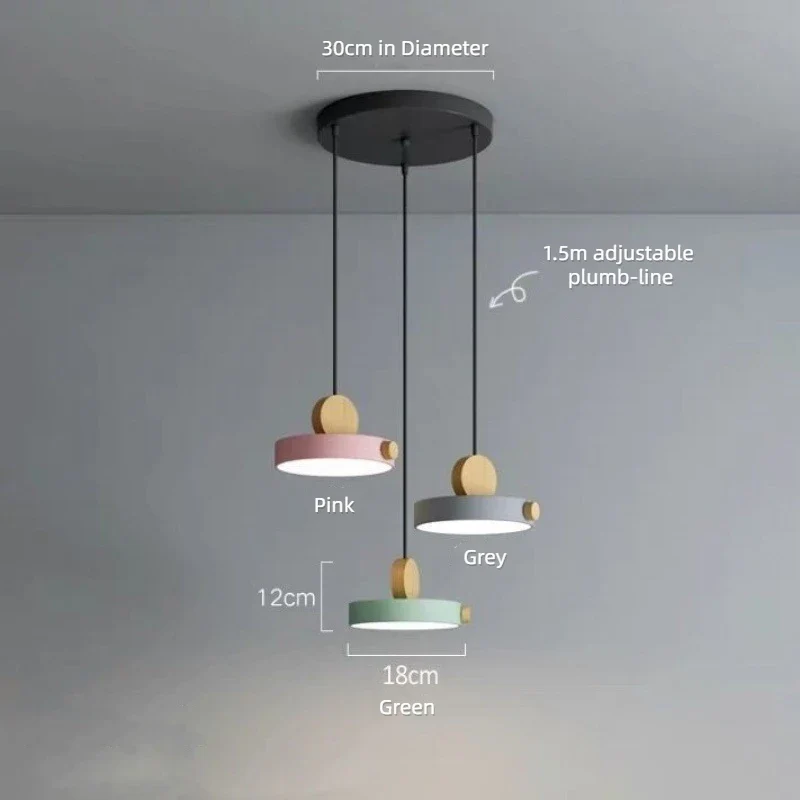LED Iron Pendant Light for Dining Room, Round Disc, Long Strip, Bedside Nightlight, Study Living Room, Simple Decor, Coffee Bar - Image 8