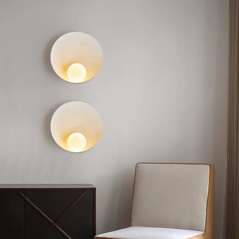 LED Lighting Chinese White -brown Shell Plate Wall Lamp, Silent Style Bed Bedroom Bedroom Corridor Resin Wall Art Lamps - Image 3