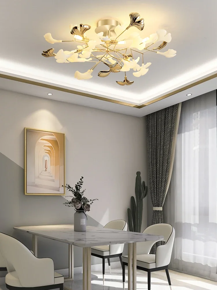 Living Room Ceiling Lamp Post-modern Designer Gingko Leaf Restaurant Bedroom Ceiling Lights Hotel Art LED Decor Lighting Fixture - Image 3
