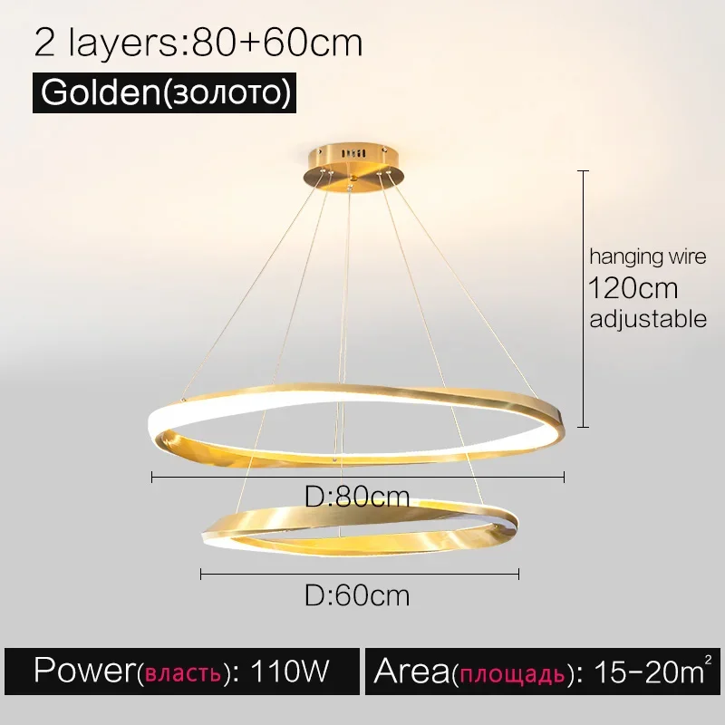 Living room lamps light luxury lamps modern minimalist atmosphere minimalist circle combination hall Italian ring chandelier - Image 12