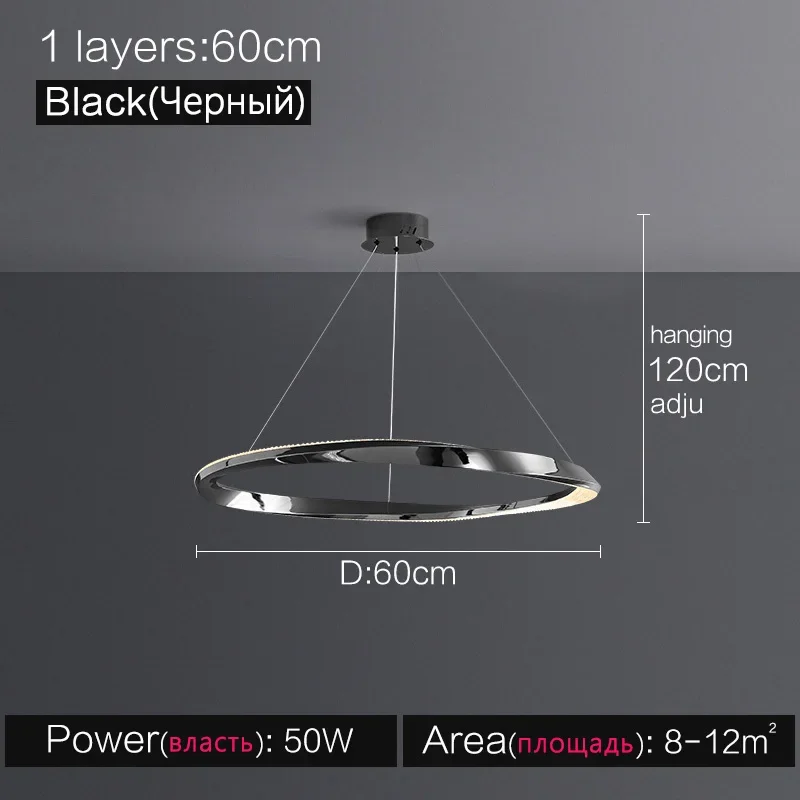 Living room lamps light luxury lamps modern minimalist atmosphere minimalist circle combination hall Italian ring chandelier - Image 9