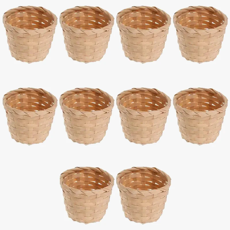lot de 10 paniers en bambou pour rangement fruits et bureau - Image 2