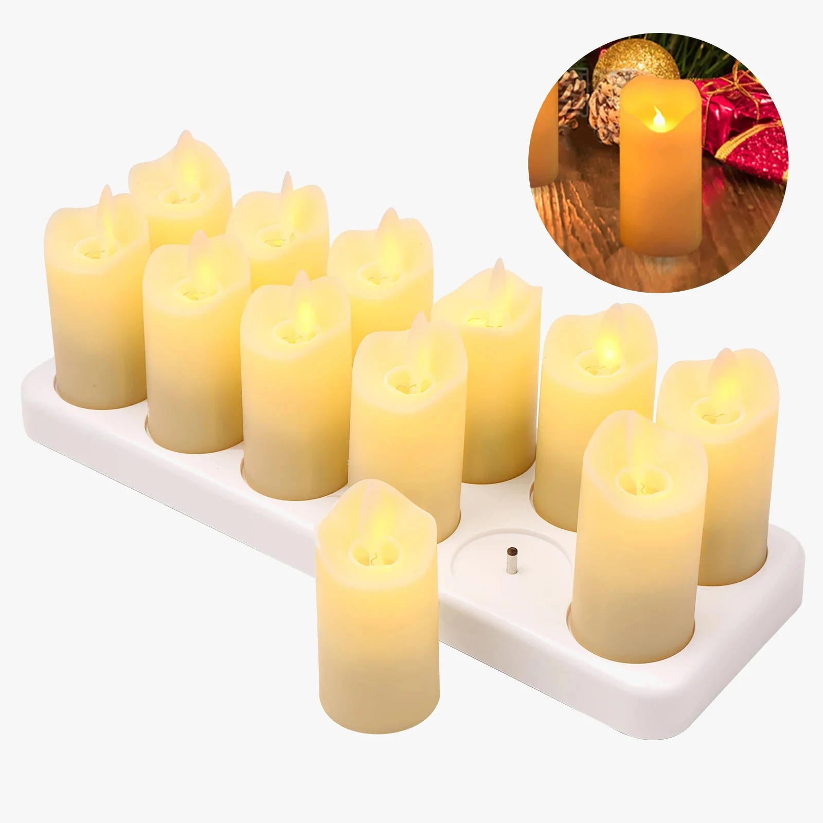 lot de 12 bougies led rechargeables sans flamme pour Noël Halloween - Image 3