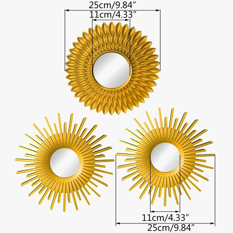 lot de 3 miroirs décoratifs en forme de tournesol pour décoration intérieure - Image 6