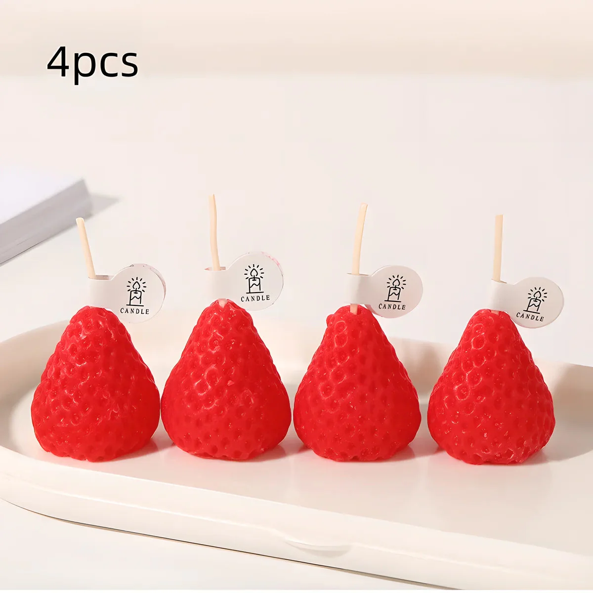 lot de 4 bougies parfumées miniatures fraise tendance décorative - Image 2
