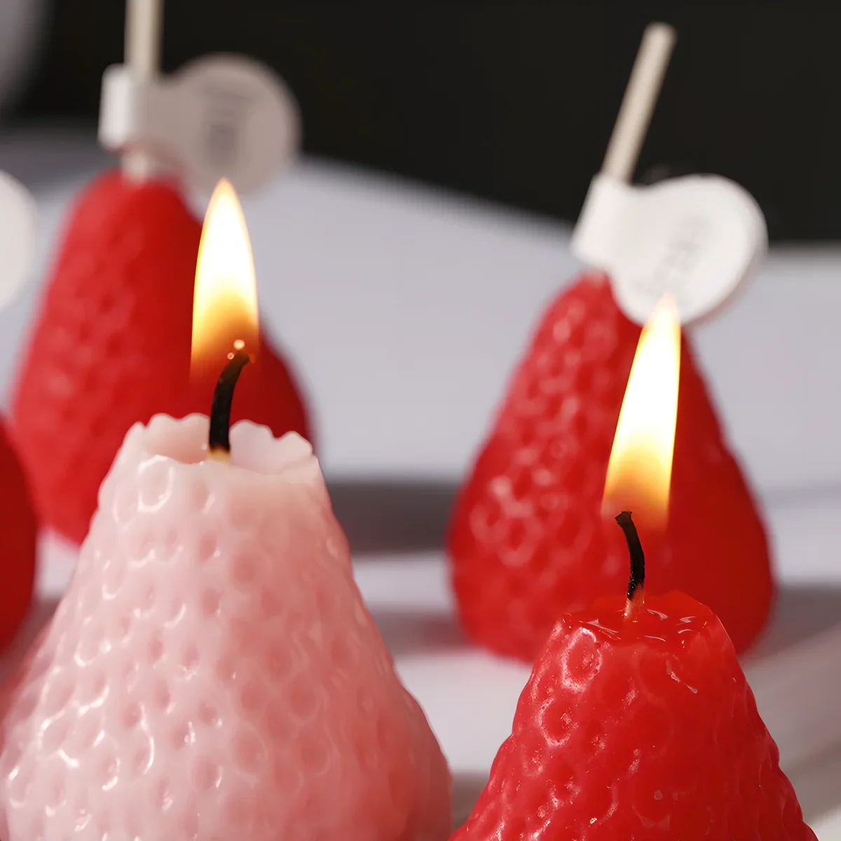 lot de 4 bougies parfumées miniatures fraise tendance décorative - Image 4