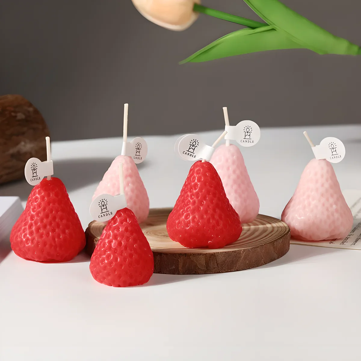 lot de 4 bougies parfumées miniatures fraise tendance décorative - Image 6