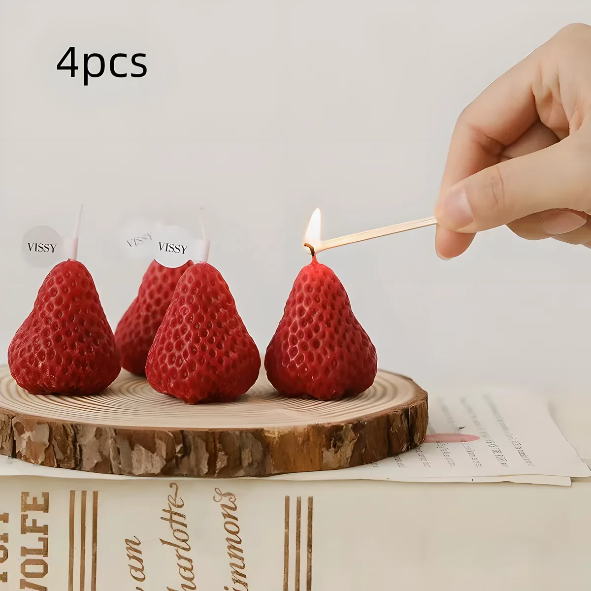 lot de 4 bougies parfumées miniatures fraise tendance décorative - Image 7