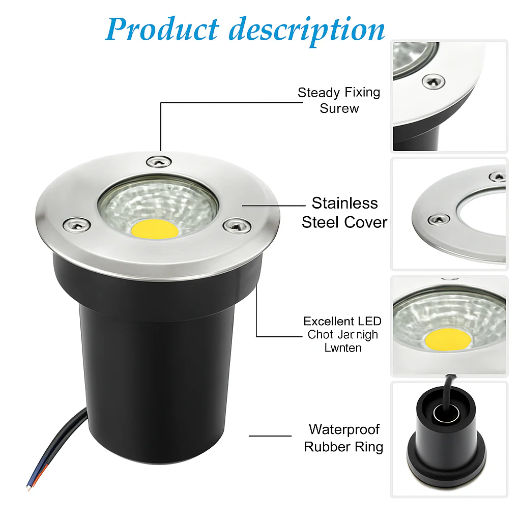 lot de 4 spots led encastrables étanches pour extérieur et jardin - Image 3