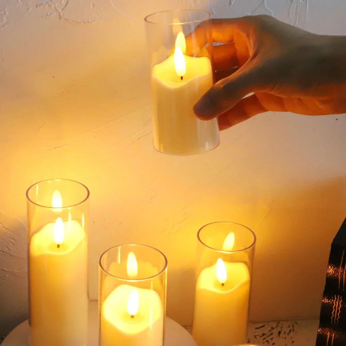 lot de 6 bougies LED en verre acrylique pour mariage et Noël - Image 3