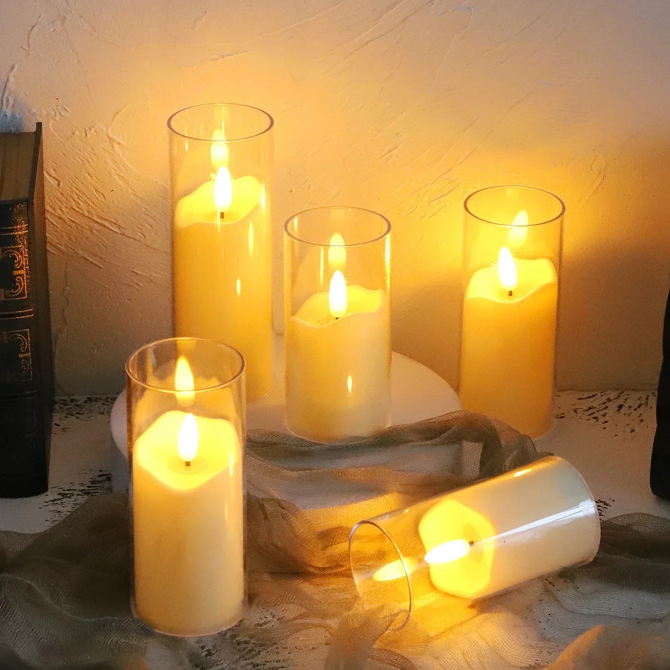 lot de 6 bougies LED en verre acrylique pour mariage et Noël - Image 4