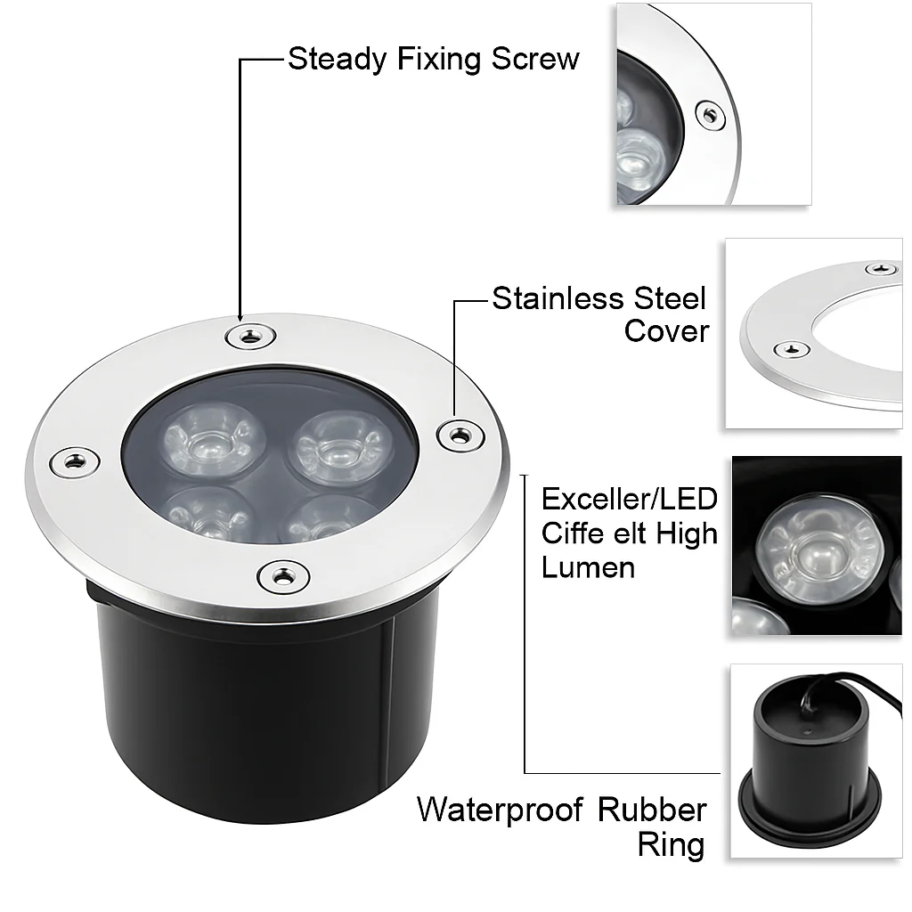 lot de 8 spots led encastrables pour éclairage extérieur jardin et sentier - Image 4
