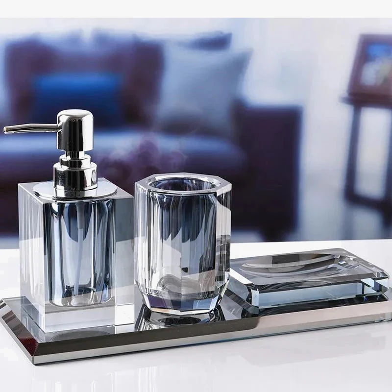 lot de flacons en verre pour savon et accessoires de salle de bain