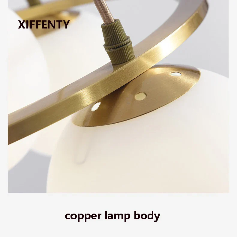 lustre 4 ampoules en verre et cuivre design nordique suspendu - Image 3