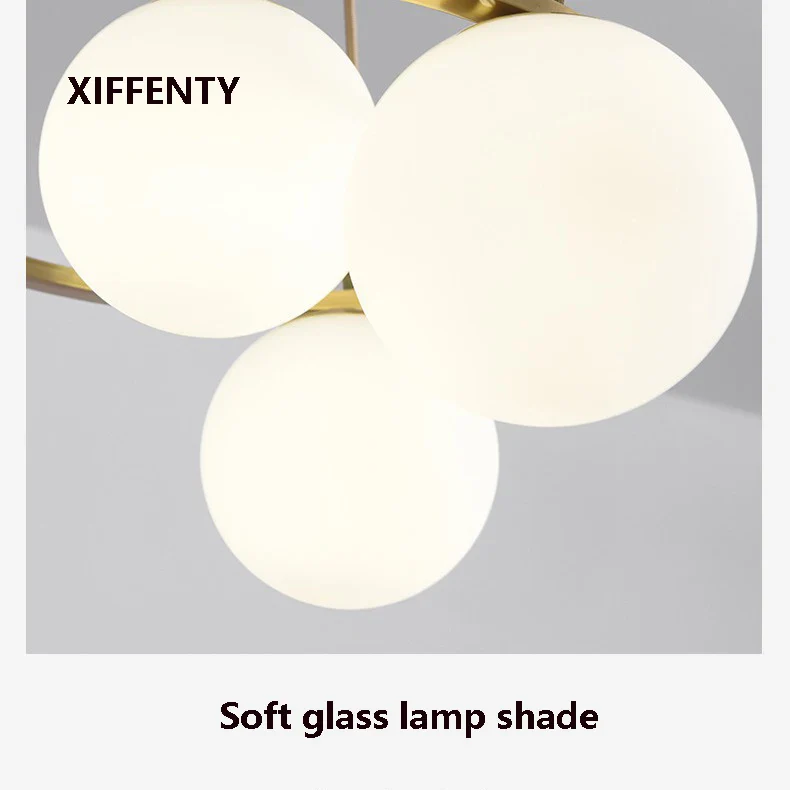 lustre 4 ampoules en verre et cuivre design nordique suspendu - Image 4