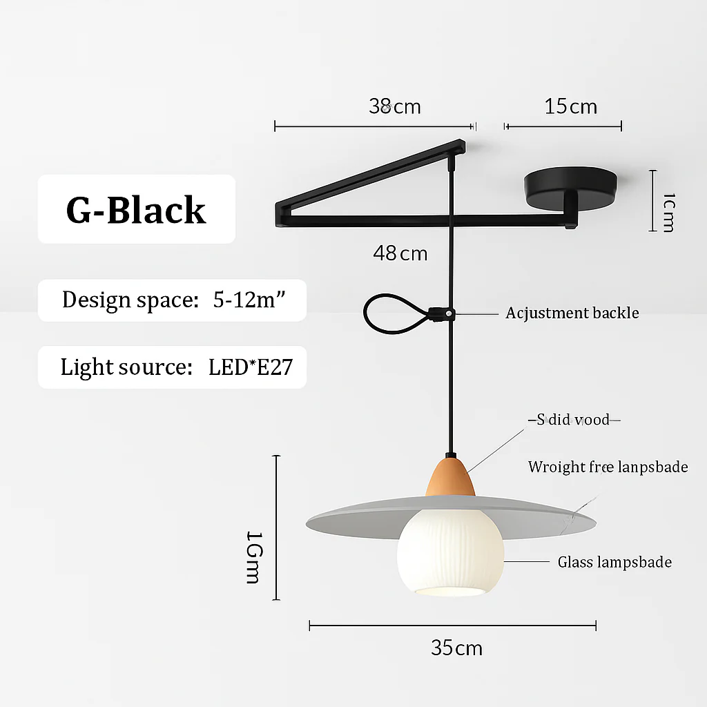 lustre à bras long rotatif réglable moderne pliable et rétractable - Image 20
