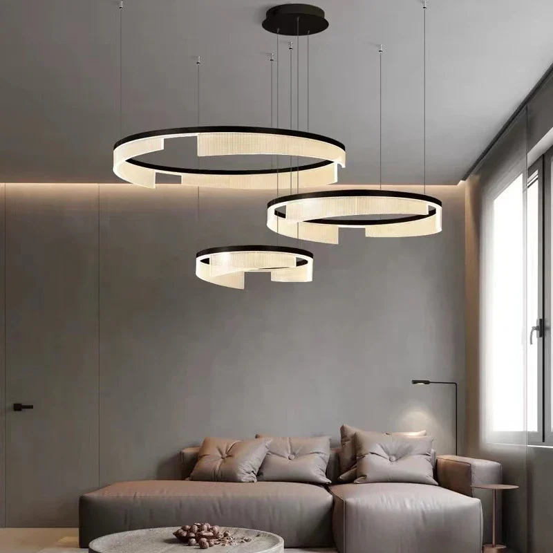 lustre à led circulaire en aluminium et acrylique pour intérieur décoratif - Image 3
