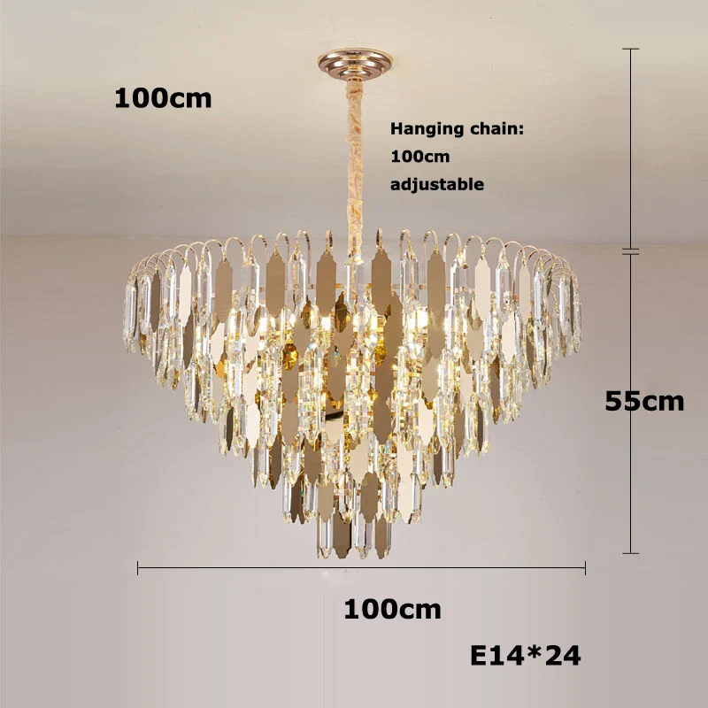 lustre à led de luxe en or chromé pour décoration moderne - Image 10
