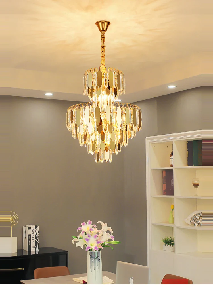 lustre à led de luxe en or chromé pour décoration moderne - Image 4