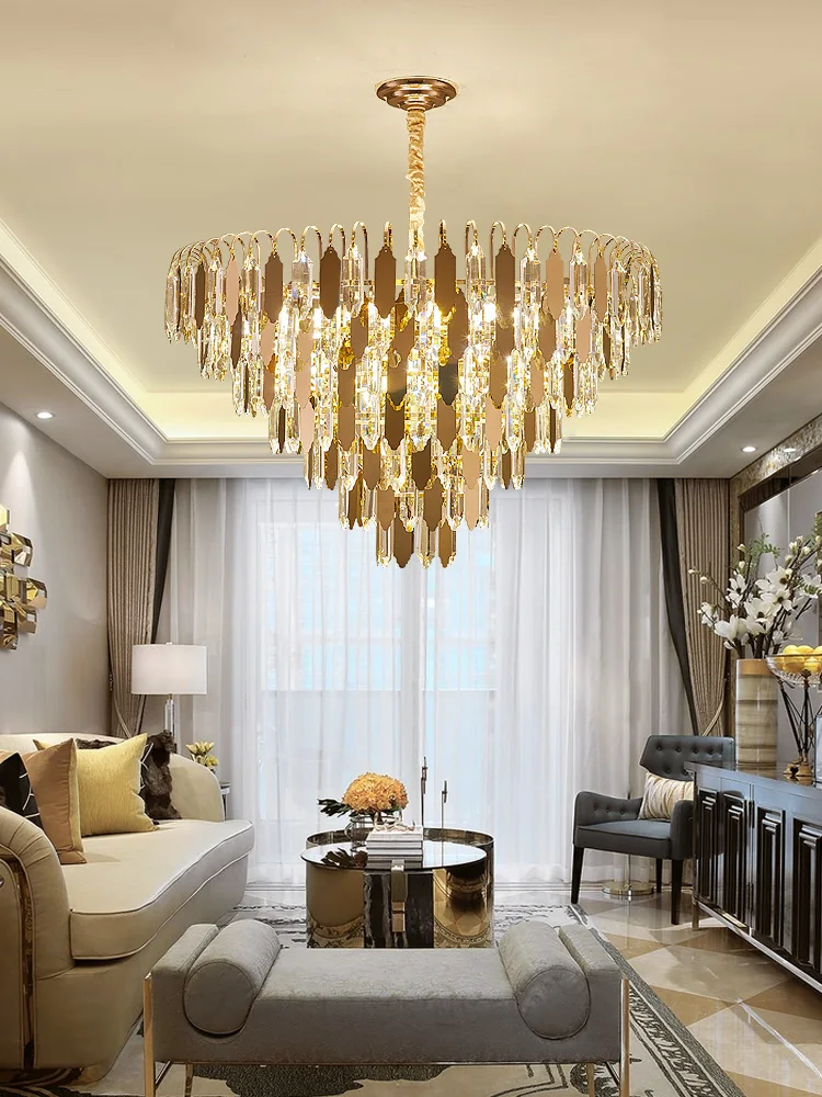 lustre à led de luxe en or chromé pour décoration moderne - Image 5