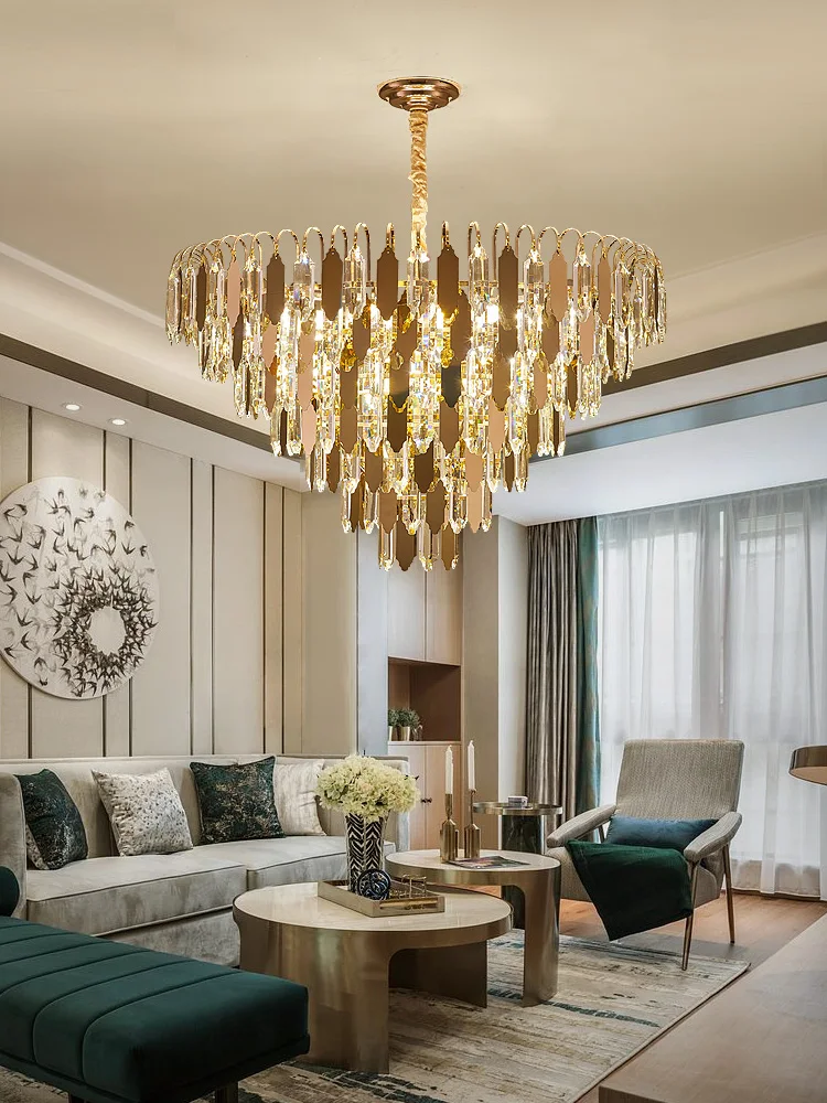 lustre à led de luxe en or chromé pour décoration moderne - Image 6