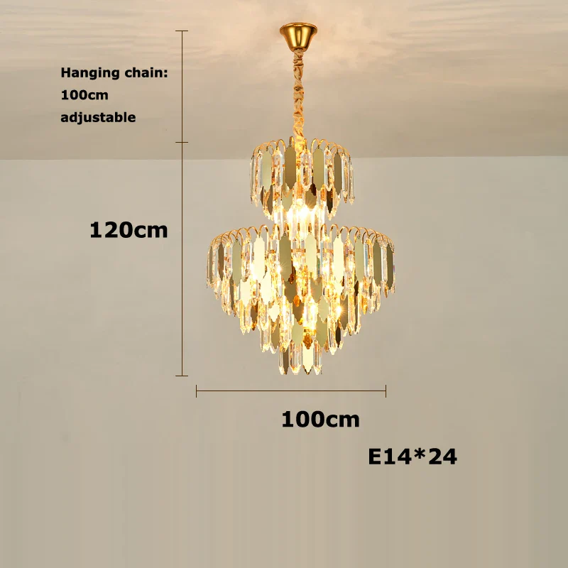 lustre à led de luxe en or chromé pour décoration moderne - Image 7
