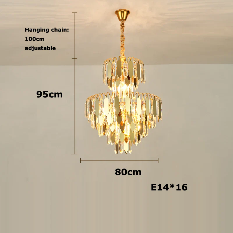 lustre à led de luxe en or chromé pour décoration moderne - Image 8
