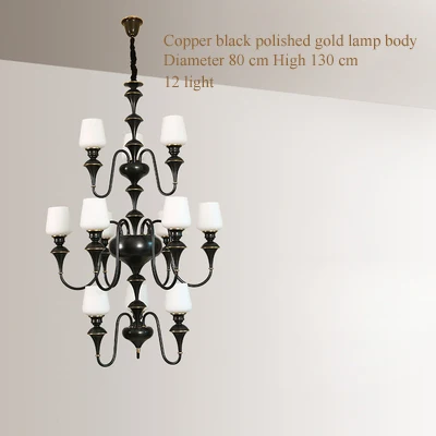 lustre à led en cuivre noir pour décoration d'hôtel élégant - Image 10