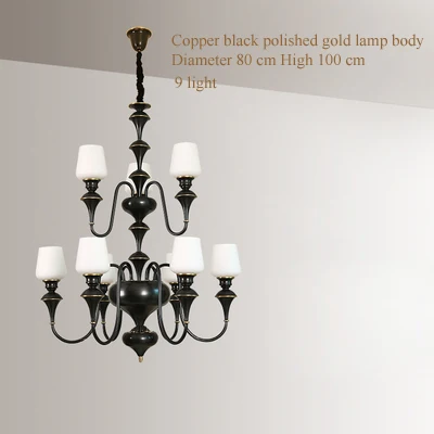 lustre à led en cuivre noir pour décoration d'hôtel élégant - Image 19