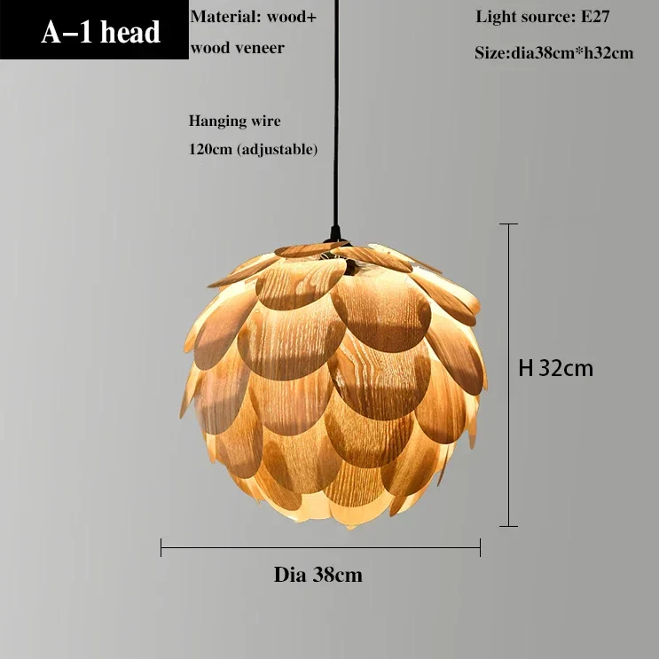 lustre ananas original en placage de bois pour hôtels bars et restaurants - Image 8